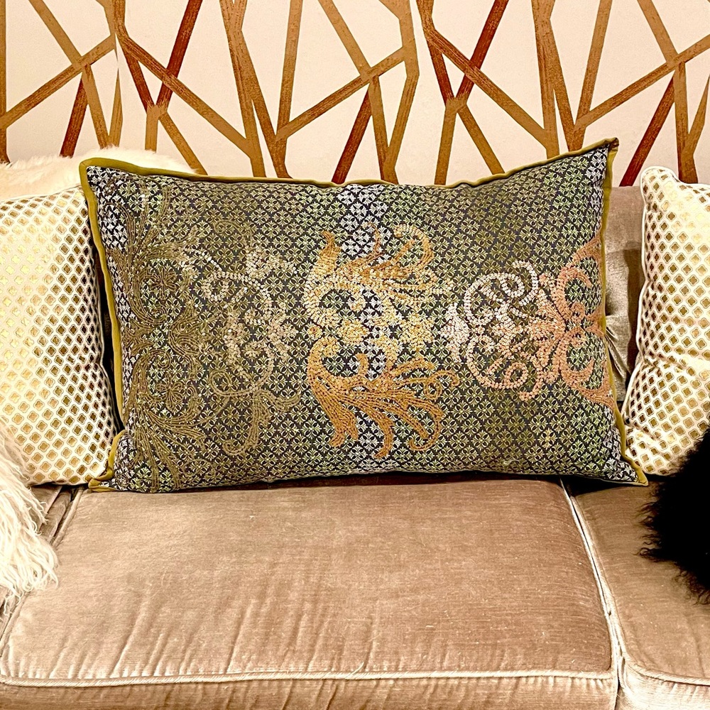 Anthropologie gorgeous gold sequined pillow